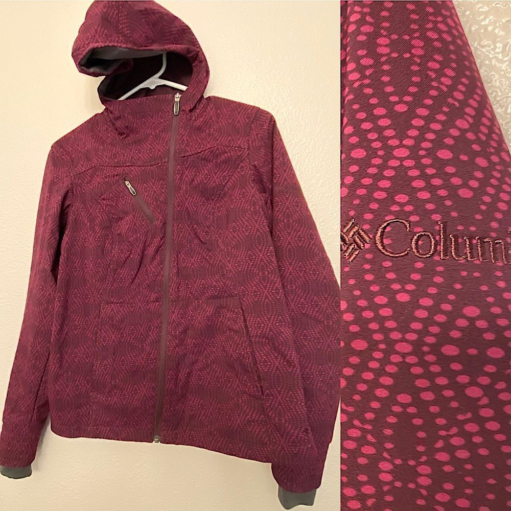Columbia soft shell omni shield fleece lined hooded asymmetrical zip jacket S